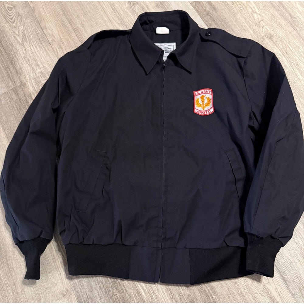 US Army JROTC Garrison Collection Black Bomber Jacket Windbreaker Mens M